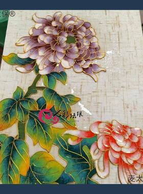 梅兰竹菊台灯掐丝珐琅画手工材料包彩砂釉料景泰蓝送礼麦太保