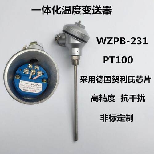 WZPB-231监视器温度感测器PT100一体化温度变送器高温热电阻4~20M