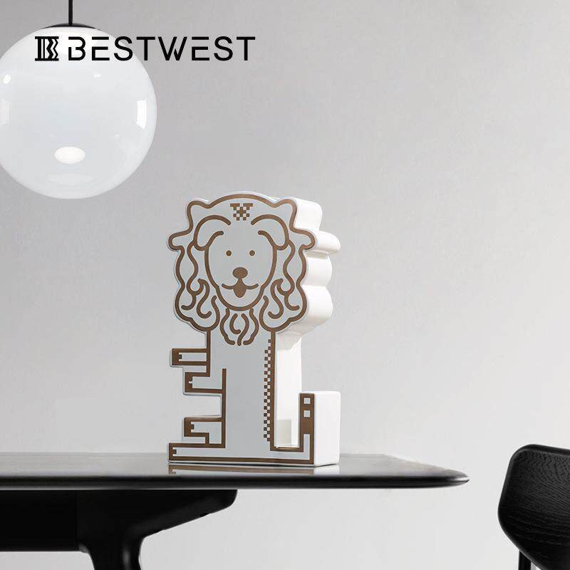Best west 创意异形彩绘陶瓷花瓶花器摆件高档轻奢软装家居装饰品