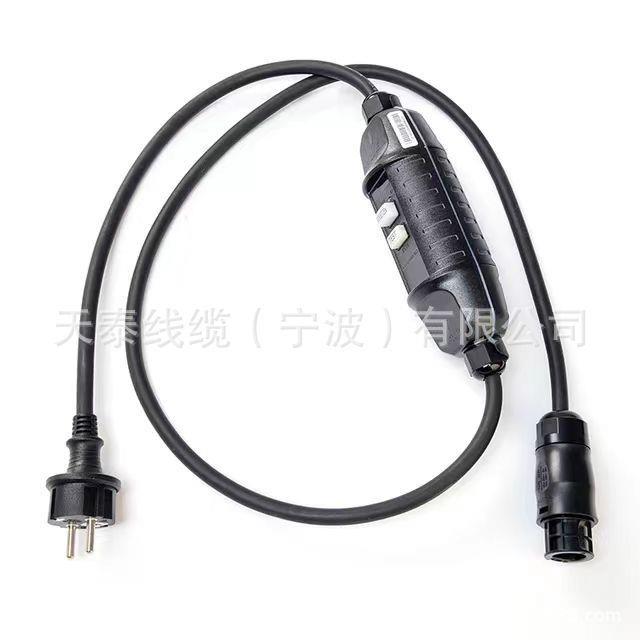 交流电源线H07RN-F橡胶套带BC1连接器和16A插头漏电保护器延长线