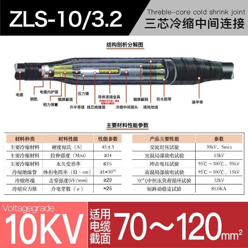 10kv冷缩电缆附件 三芯中间连接YLSJ10/2#适用70-120平方冷缩中间