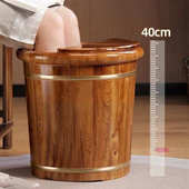 泡脚桶木桶过小腿加热按摩实木洗脚盆带盖足浴桶高深桶