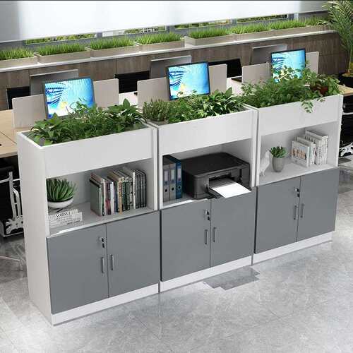 办公室隔槽断柜Z-668植文件柜隔断柜资料柜花柜储物绿质矮柜白色