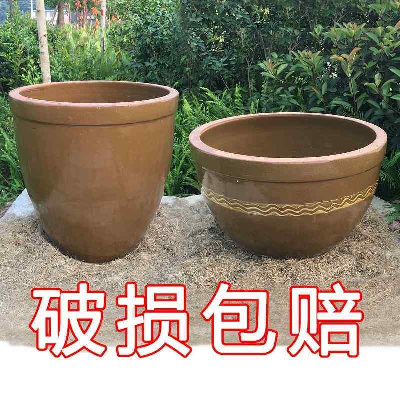 水缸家用陶瓷土陶老式大小号腌酸菜罐酱缸荷花盆鱼缸/斤