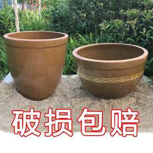 水缸家用陶瓷土陶老式大小号腌酸菜罐酱缸荷花盆鱼缸/斤