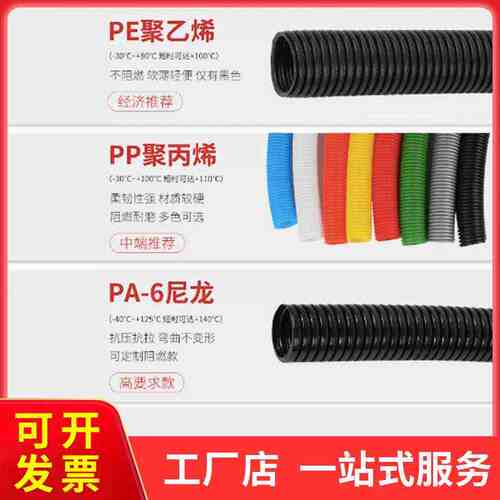 PA阻燃波纹管尼龙塑料波纹管防水波纹管穿线软管电线护套管可开口