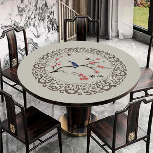 皮革圆桌桌布防水防油免洗家用圆形餐桌布台布餐布桌垫轻奢 新中式