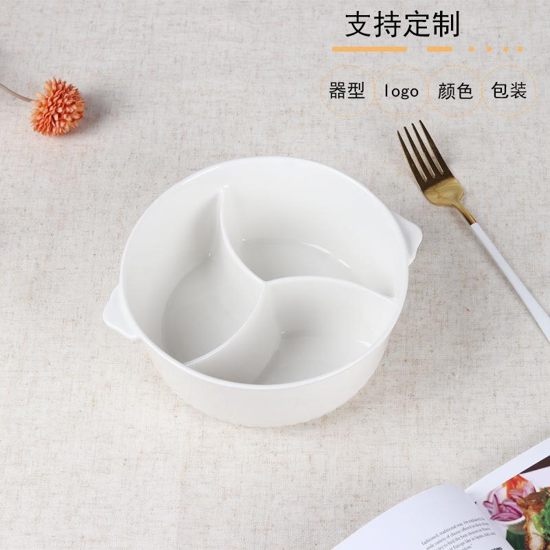 陶瓷分格饭盒微波炉加热专用上班族带盖密封学生便当盒圆形保鲜碗