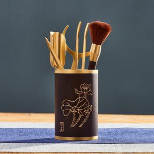 家用功夫茶具配件中式 茶道六君子套装 黄铜茶夹茶匙茶艺6君子高档