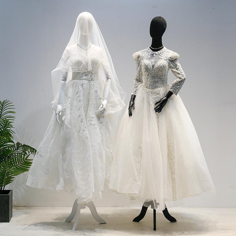 婚纱模特道具女服装店橱窗黑白色人台全身人体架子礼服展示架造型