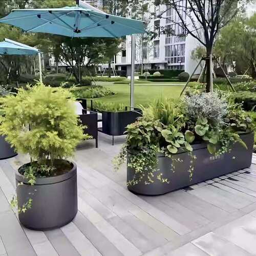 不锈钢户外成品花箱市政花盆商业街种植箱镀锌板花槽移动花坛