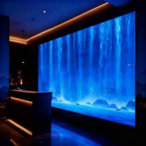 动态流水瀑布动感灯箱KTV酒店会所科技展厅足浴沐足店前台背景墙