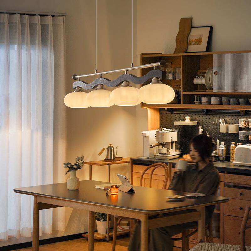 法式中古复古胡桃木色餐厅长条吊灯民宿客厅灯酒店吧台茶桌吊灯具