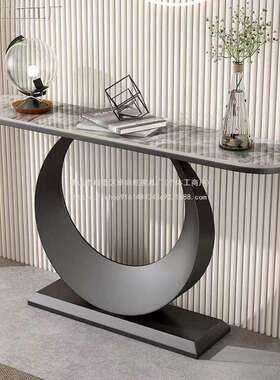 卓尚乾岩板靠墙窄桌现代简约意式柜条案入户端景台客厅轻奢玄关桌