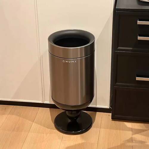 酒杯高脚垃圾桶不锈钢可移动家用客厅卧室轻奢高档无盖中古风纸篓