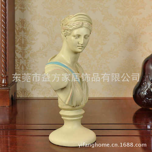 人物摆件家居装饰少女工艺品头像摆设仿古树脂美式欧式希腊手工