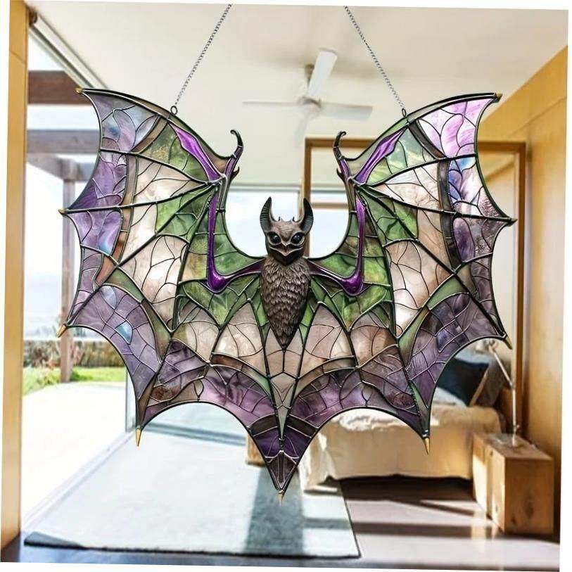 Contemporary Acrylic Bat Suncatcher Halloween Decor Home - 实物图