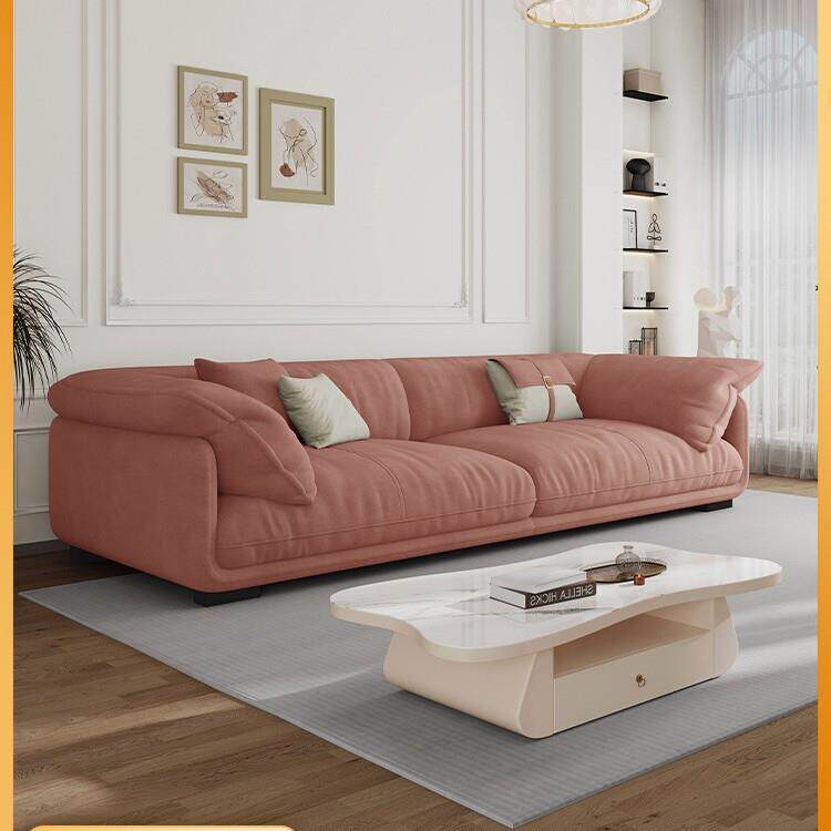 奶油风防猫抓布艺沙发客厅现代简约小户型直排三四人位皮艺家具木