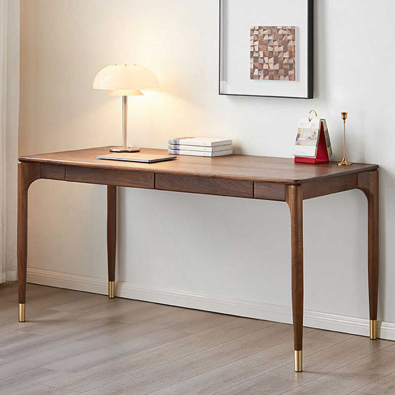 北欧全实木黑胡桃木书桌简约现代书房家具樱桃木电脑桌家用办公桌