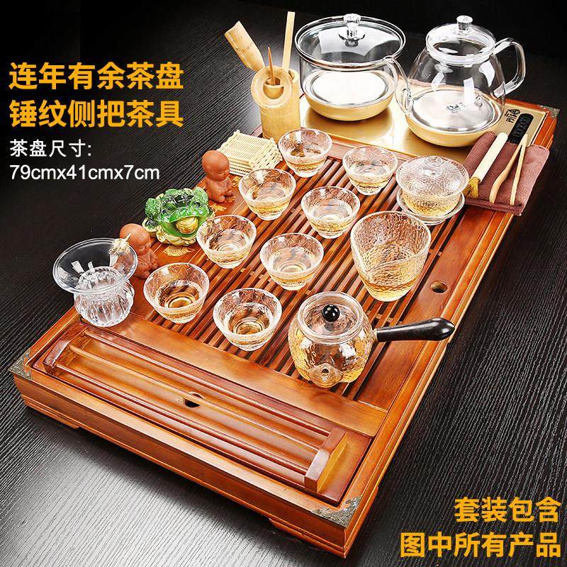全自动玻璃底部上水电茶炉茶具套装家用办公一体实木茶盘泡茶茶台,餐饮具,整套茶具,淘宝优惠券,粉丝福利购,淘宝优惠卷