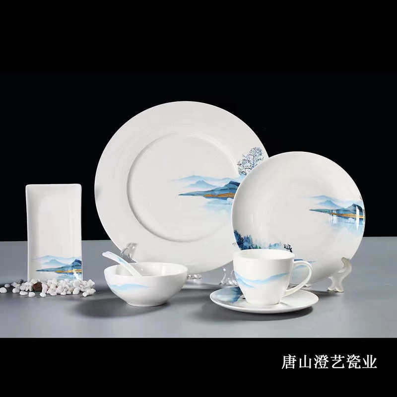 批发骨瓷餐具套装酒店摆台8件套家用餐具 陶瓷碗盘碟一人全套餐具