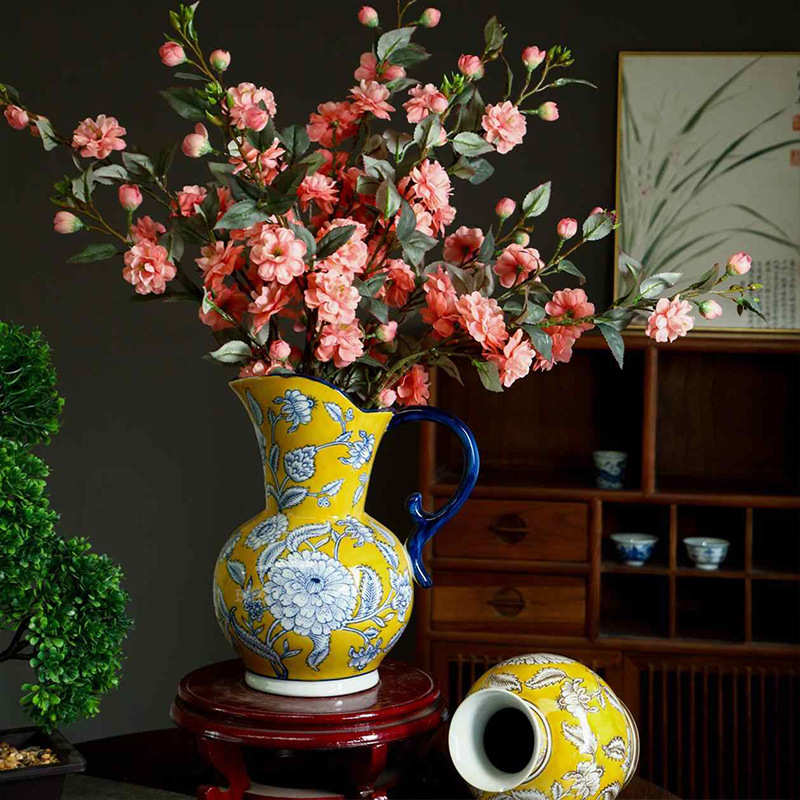 新中式陶瓷花瓶摆件客厅插花电视柜玄关装饰品复古风家居花瓶摆件