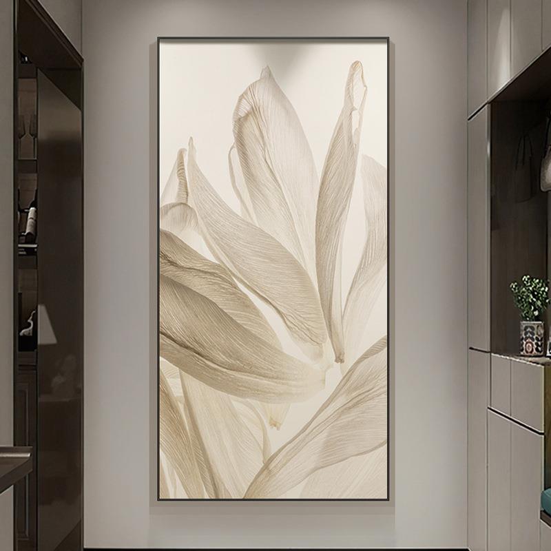 现代简约素雅入户玄关装饰画极简花卉客厅壁画走廊过道竖版挂画