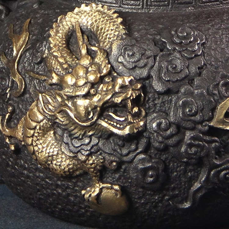 龙年1.2L失蜡法鎏金手工铸铁壶 日式烧水泡茶壶茶具年会礼品批发