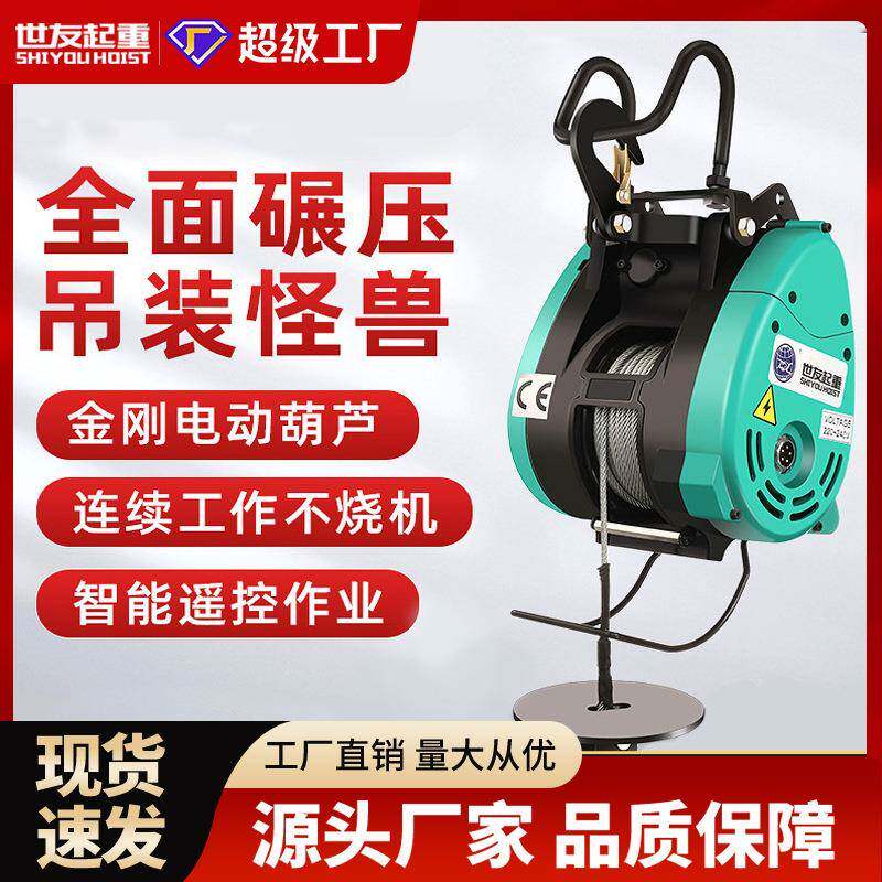 小金刚电动葫芦220v双孔家用吊机小型悬挂吊机快速式卷扬机提升机