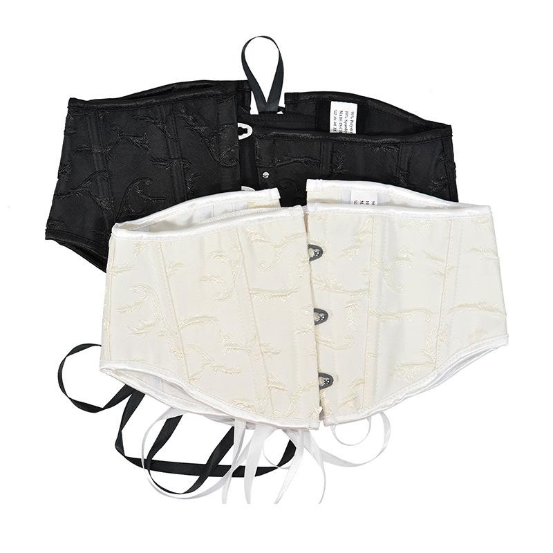 fishbone waist waist white waist embossed short support