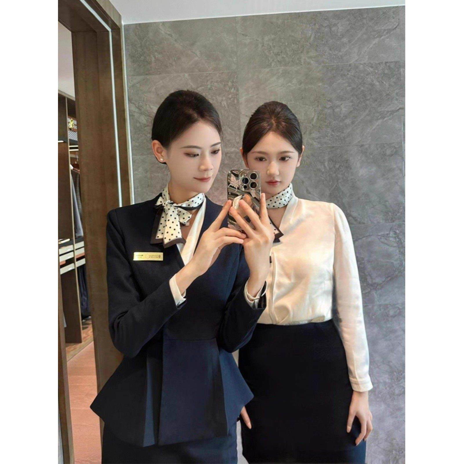 案场客服西服套裙职业套装女春秋气质西装正装酒店前台接待工作服