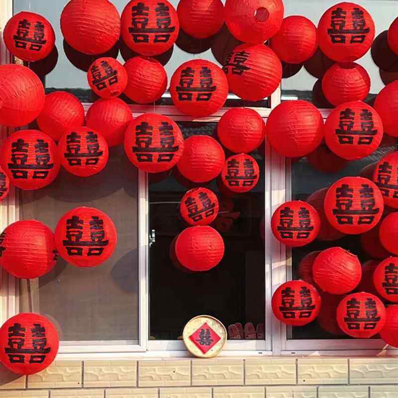 农村院子结婚瀑布喜字灯笼挂饰婚房布置套装婚礼客厅别墅庭院装饰