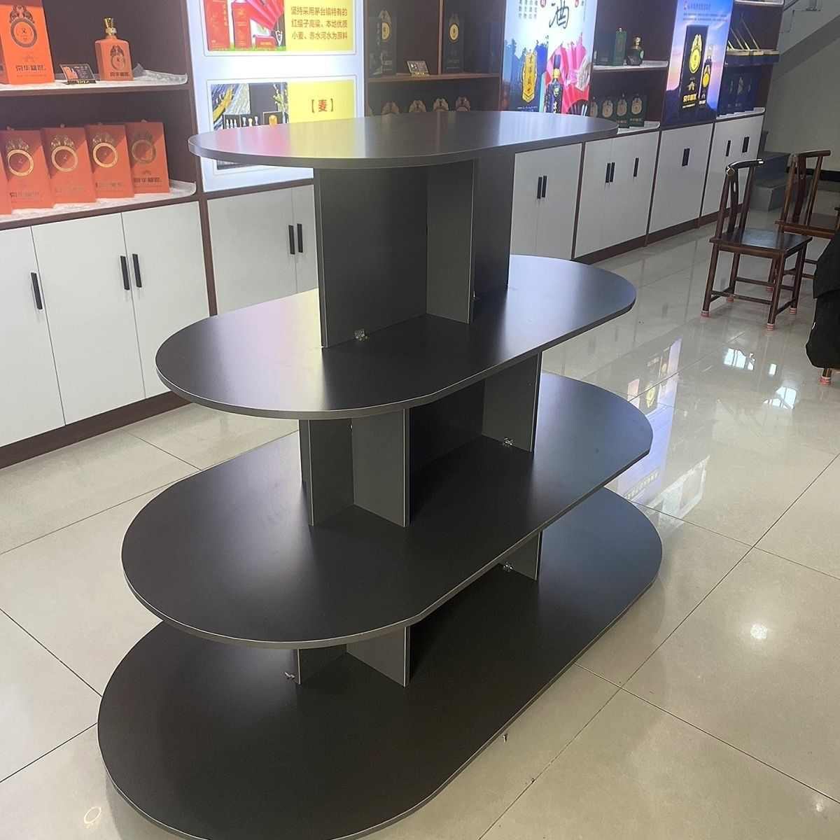 B1B1多功能超市中岛展示台零食货架圆形中岛柜鞋柜礼品展台红酒展