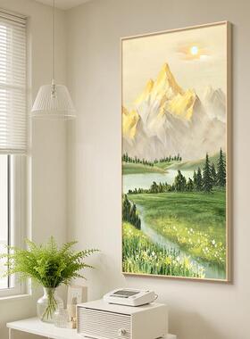 2025新款玄关装饰画日照金山进门正对墙挂画走廊过道山水风景壁画