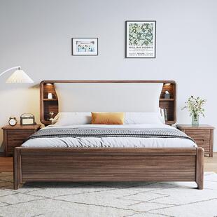 的两米乘两二胡实木床桃新扪皮款中式双人主卧宽2米x米2米大床200