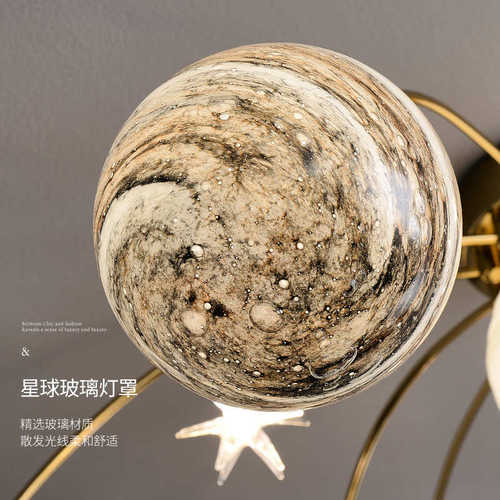 星球灯流浪地球灯北欧现代简约太空儿童房灯饰卧室房间网红吸顶灯