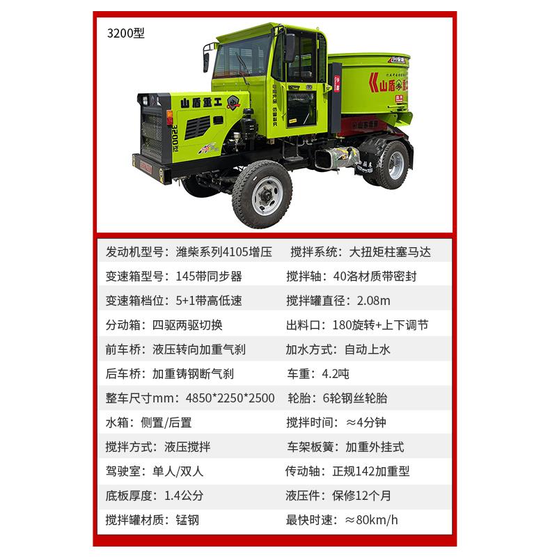 正品山盾搅移自上料平口搅拌车装载机朝天锅多功能动拌小型混凝土