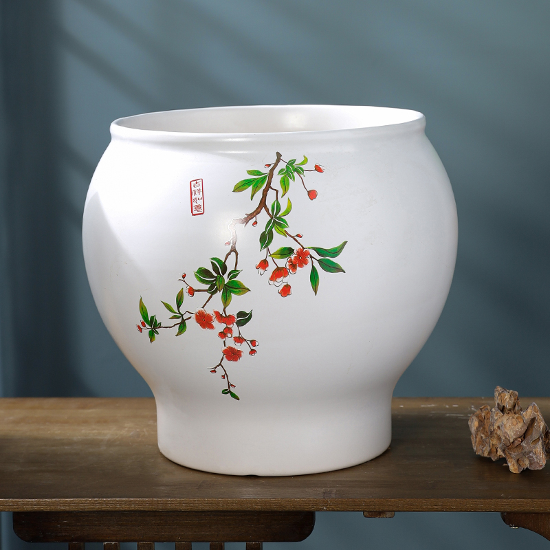 家用中国风陶瓷花盆白色室内桌面摆放落地蝴蝶兰冬青大号古典盆栽