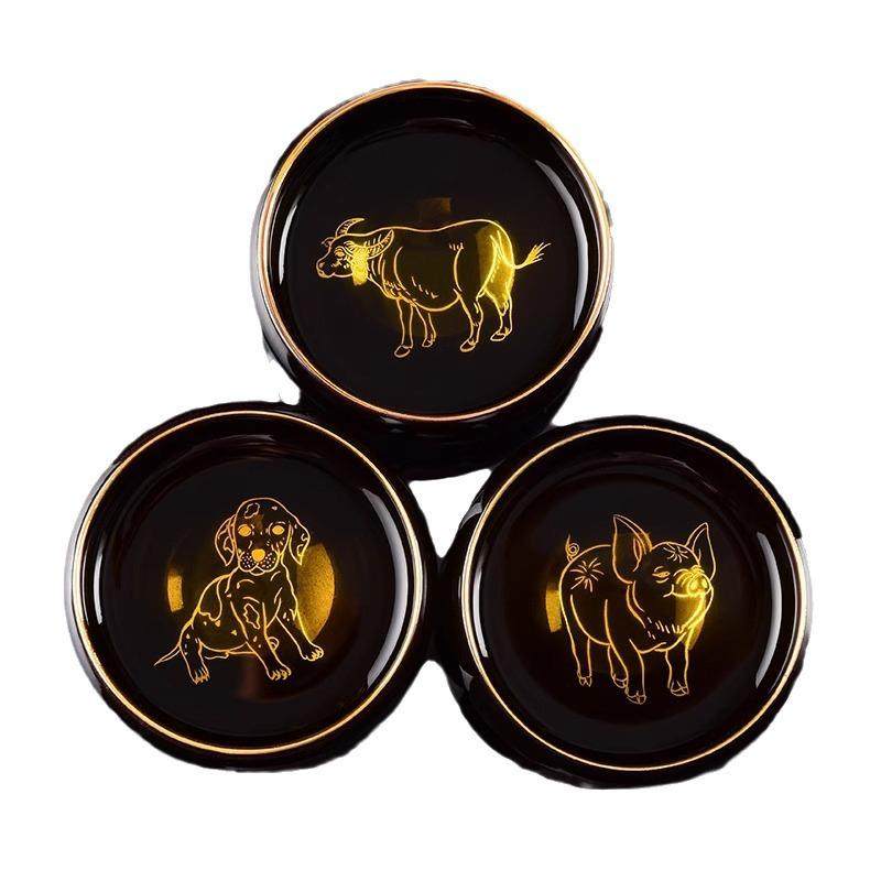 建盏黑釉银绘十二生肖主人杯茶杯 家用创意陶瓷大号单杯茶杯茶碗,餐饮具,茶杯,淘宝优惠券,粉丝福利购,淘宝优惠卷