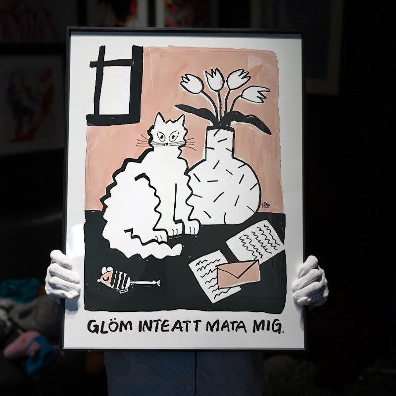 可爱喵星人装饰画小黑猫宠物店猫咖挂画软装画卧室墙画工作室墙画