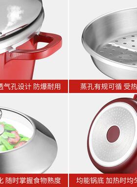 MN喜庆558红锅色彩盒铝材汤质汤锅加厚加深高蒸D煮焖煲汤锅