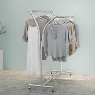 服装 上墙挂衣货架移动带轮 店中岛展示架落地专用双排杠陈列女童装