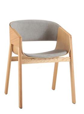 正品北靠欧实木椅餐创意设计师背椅现代简饭约原木色厅休闲扶手椅