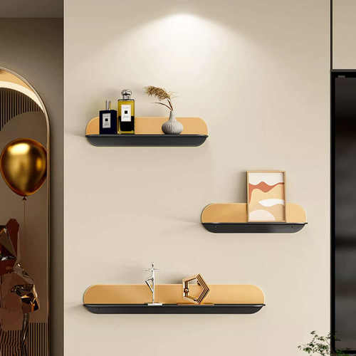 意式轻奢铁艺墙上置物架玄关卧室书房餐客厅背景展示壁挂一字隔板