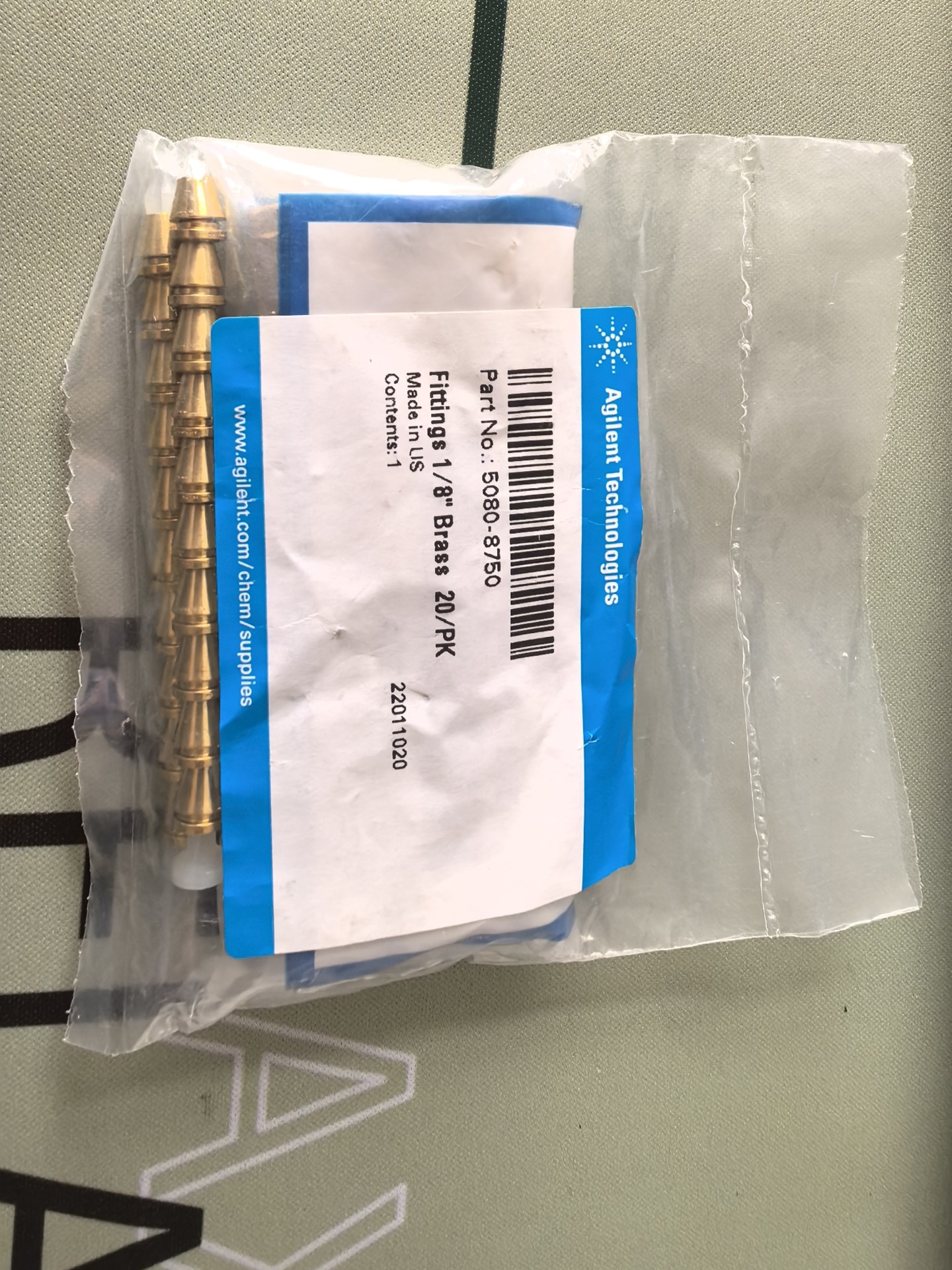 安捷伦5080-8750，1/8英寸黄铜螺帽，全新未拆封，2