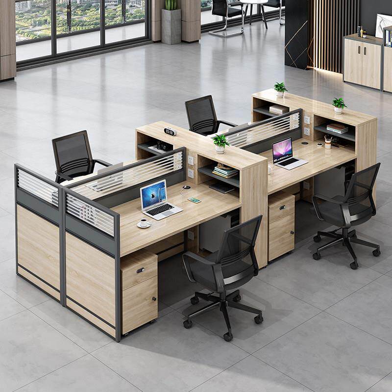 职员办公桌组合员工位桌椅简约现代4/6人办公室家俱屏风隔断卡位