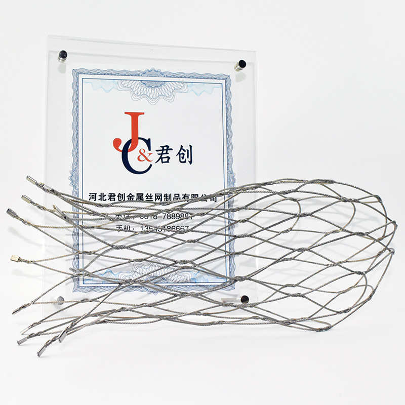 生产定制304不锈钢柔性钢丝绳网兜灯具防护网兜不锈钢防坠网兜