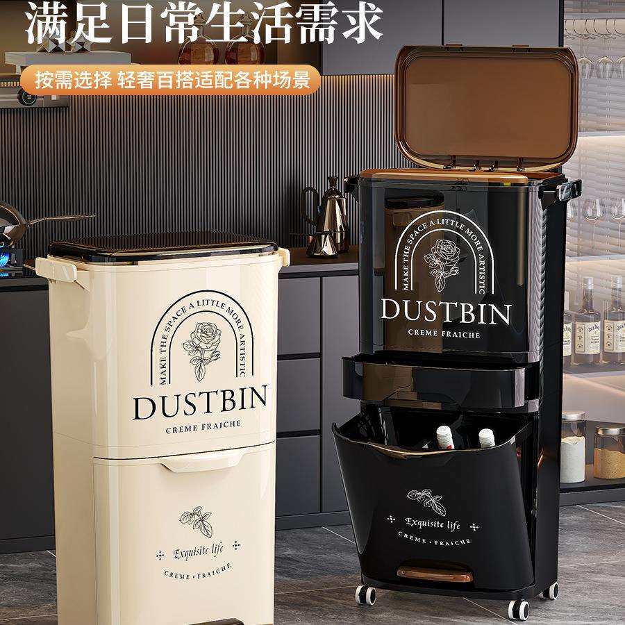厨房垃圾桶家用可移动2026新款大容量干湿分离分类高款免