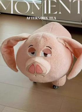 ?轮儿童座椅滑板凳偶猪公仔飞天太IGW乙坐骑矮凳网红凳万向轮猪玩