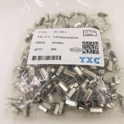 YXC扬兴晶振20.000MHZ 20MHZ+-20PPM HC-49S直插无源晶振200个